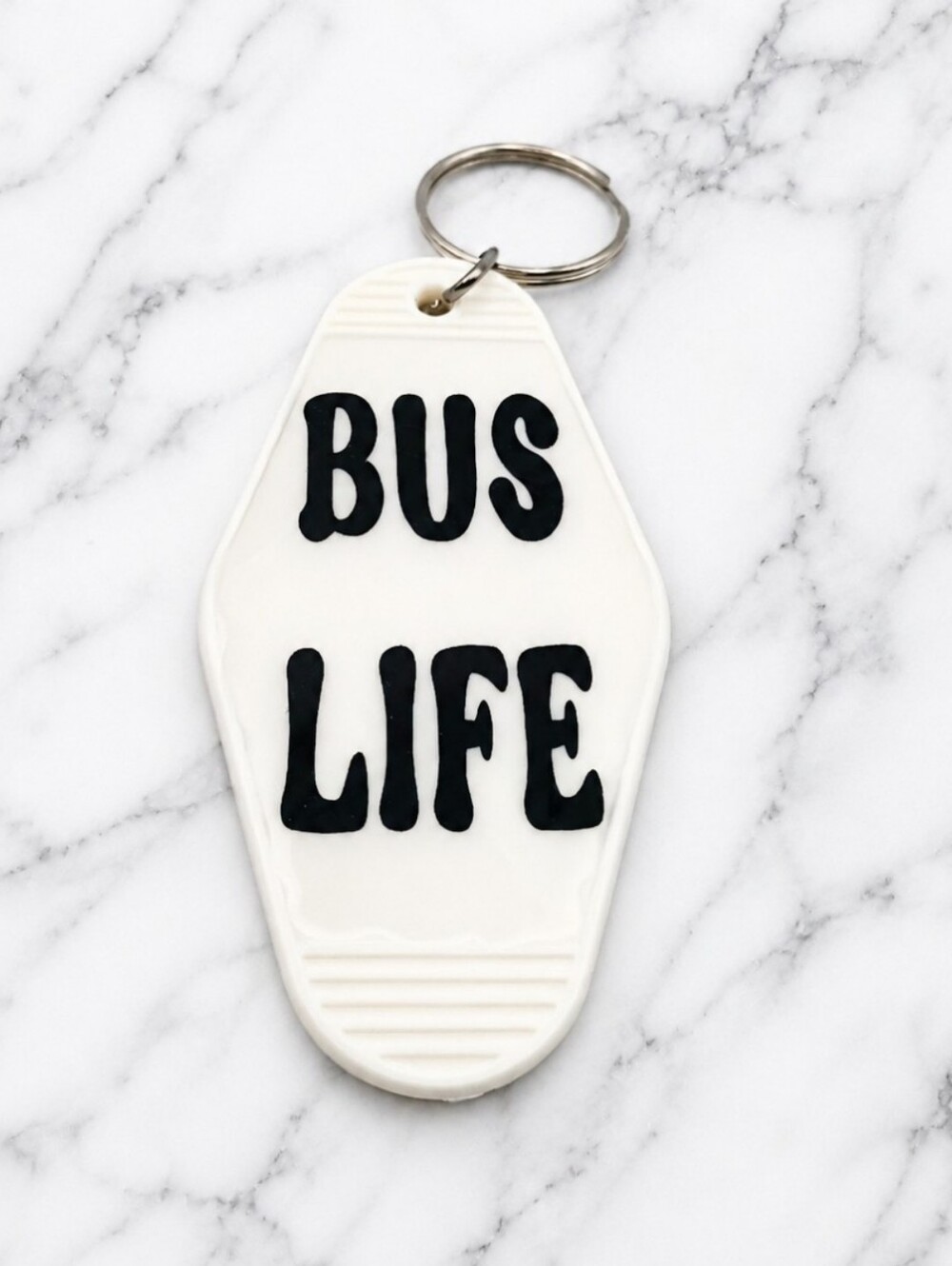 Bus Life White Retro Keychain